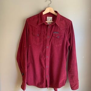 Diesel Corduroy Button Up Shirt in Red